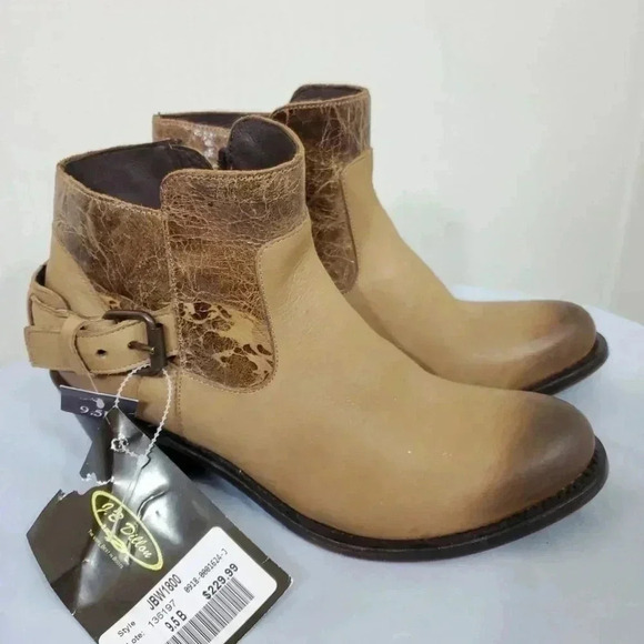 NWT! J.B. Dillion Leather Tan Zipper boots - Picture 10 of 12